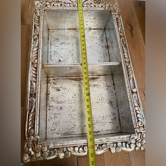 Anthropologie Silver Etched Carved Open Shelf Storage - Picture 8 of 10